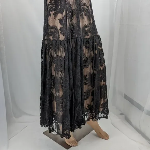 Vintage y2k Newport News Strapless Gown Black Lace Dress Prom Whimsygoth Size 8 - Picture 5 of 12